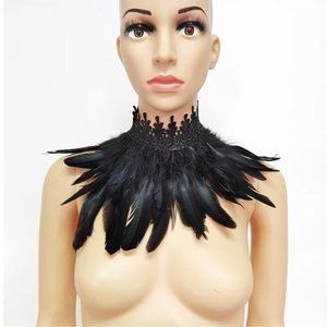 Black Feather choker necklace Gothic masquerade Cuff show  Rooster Cosplay big